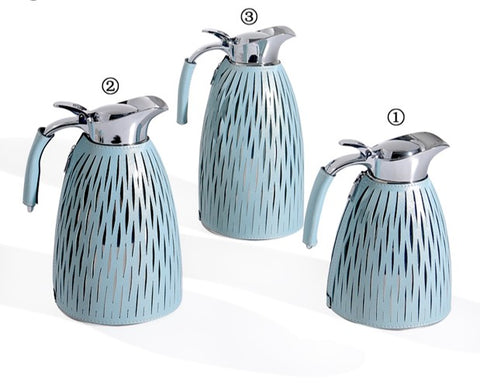 Thermos Flask in Light Blue Leather